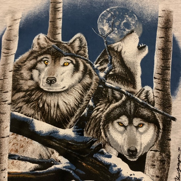 Vintage 1994 The Nature of Things Howling Wolf Sing Stitched T-Shirt - Picture 2 of 5
